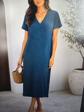 Made In Italy 100% Cotton Blue Midi Dress